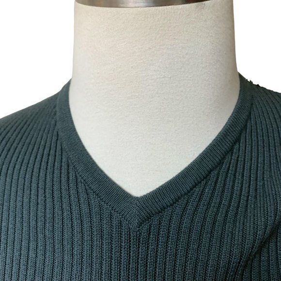 ARMANI EXCHANGE‎ Midnight Blue Ribbed Knit Logo V Neck Long Sleeve Sweater - Picture 7 of 11